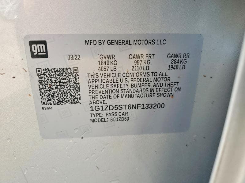 2022 CHEVROLET MALIBU LT LT 13