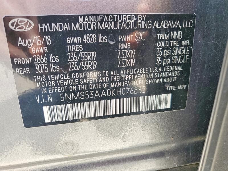 2019 HYUNDAI SANTA FE LIMITED 2.0T LIMITED 2.0T 13