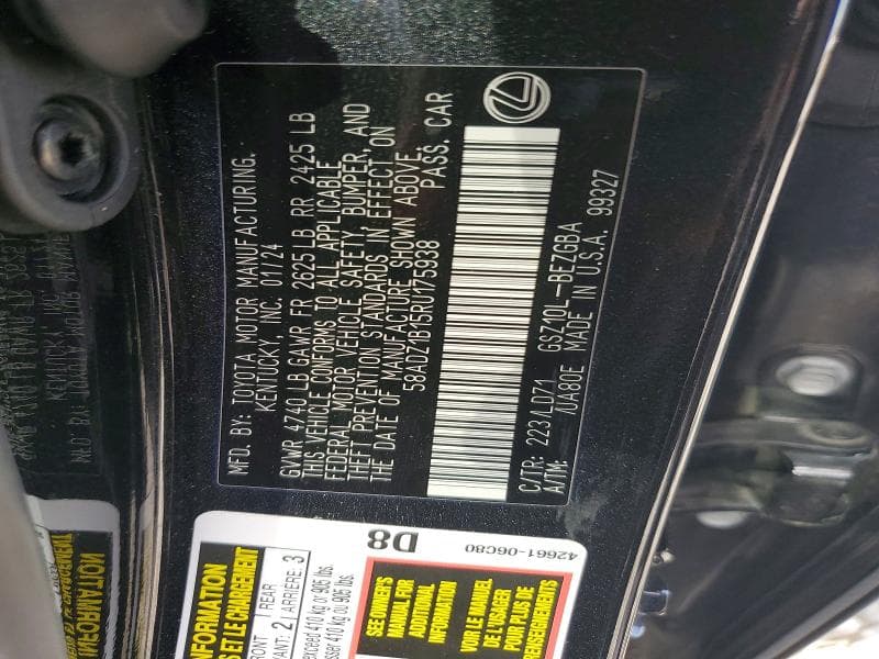 2024 LEXUS ES 350 BASE 12