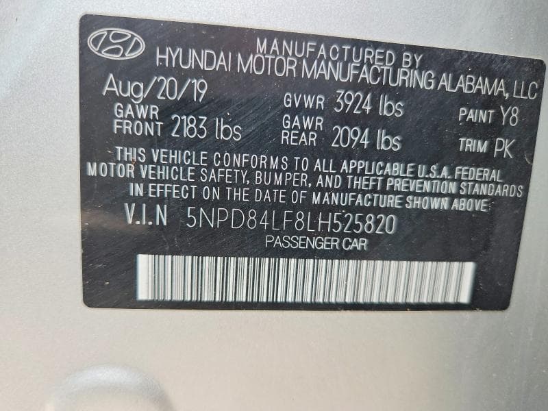 2020 HYUNDAI ELANTRA SEL SEL 12