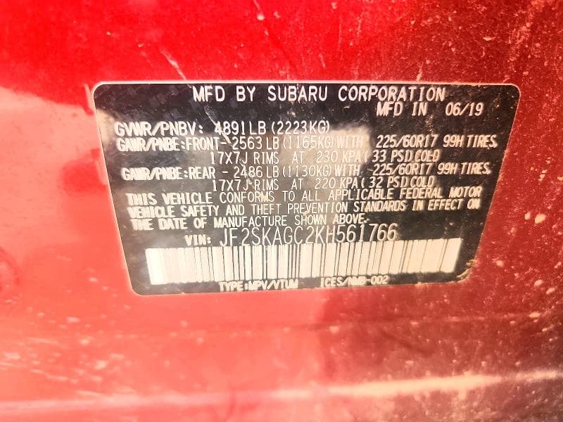 2019 SUBARU FORESTER PREMIUM PREMIUM 14