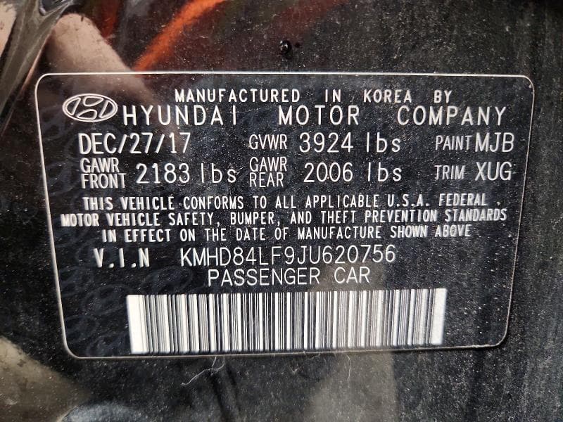 2018 HYUNDAI ELANTRA SEL SEL 12