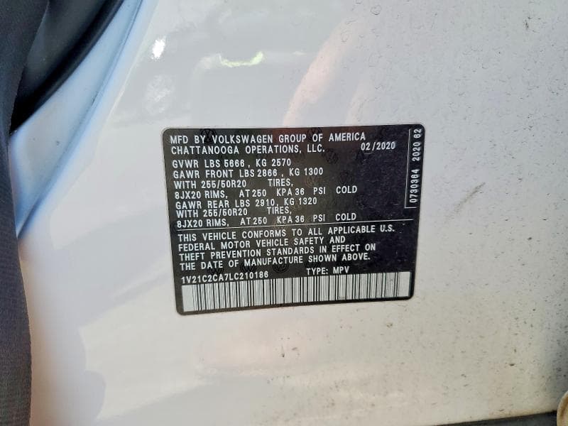 2020 VOLKSWAGEN ATLAS CROSS SPORT SE SE 12