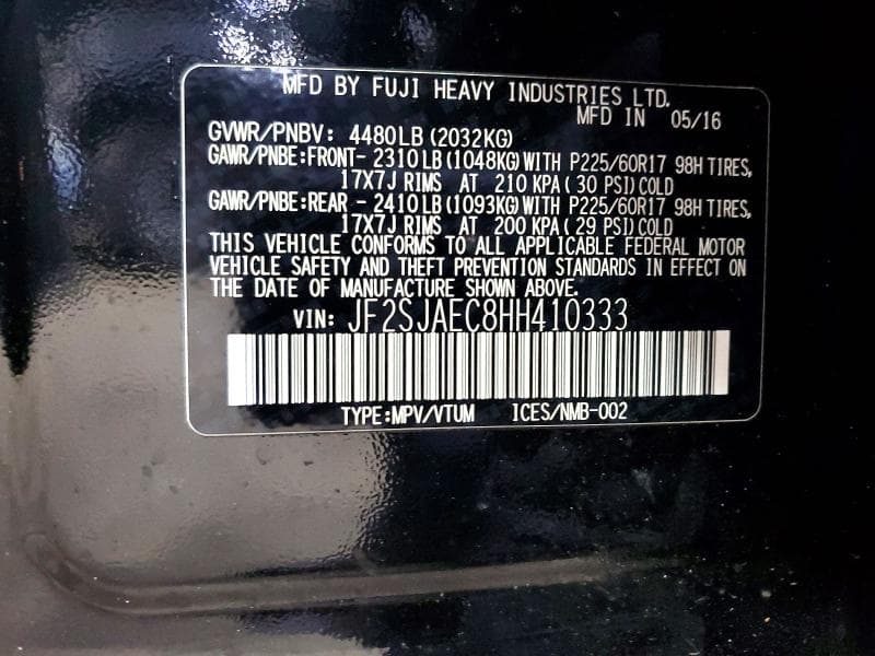 2017 SUBARU FORESTER 2.5I PREMIUM 14