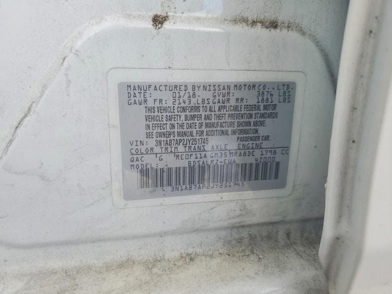 2018 NISSAN SENTRA SR SR 12
