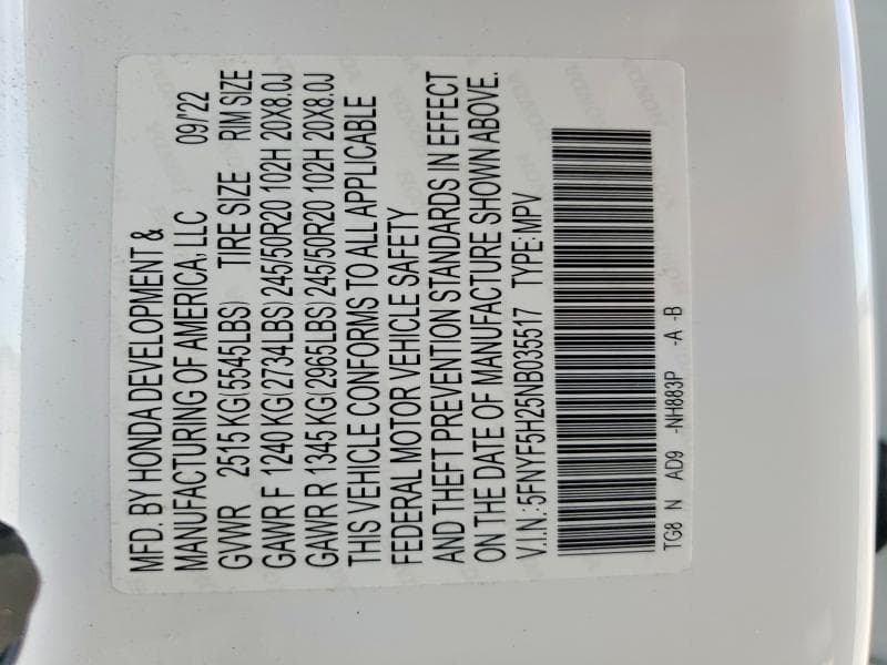 2022 HONDA PILOT SE 14