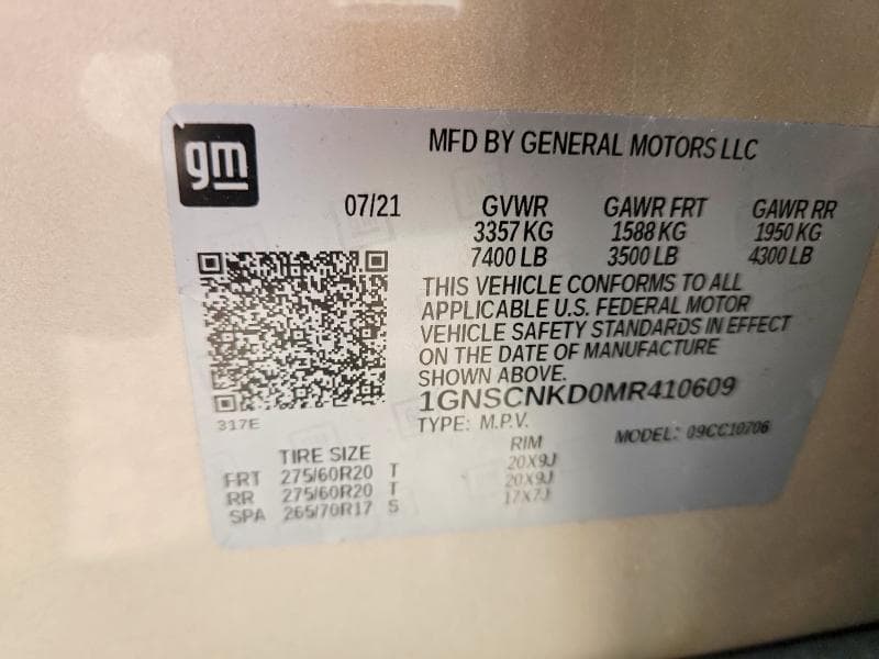 2021 CHEVROLET TAHOE C1500 LT 13