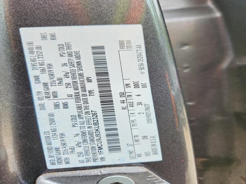 2019 FORD ESCAPE TITANIUM TITANIUM 15