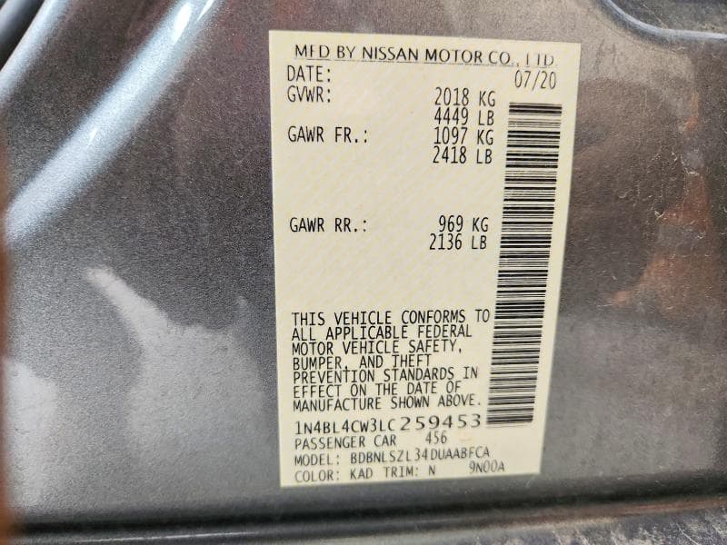 2020 NISSAN ALTIMA SR 12