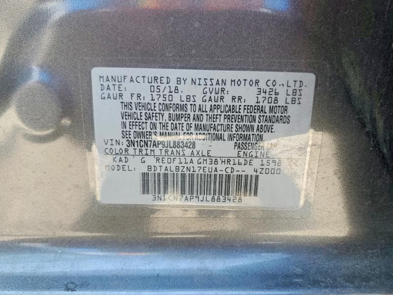 2018 NISSAN VERSA SV 13