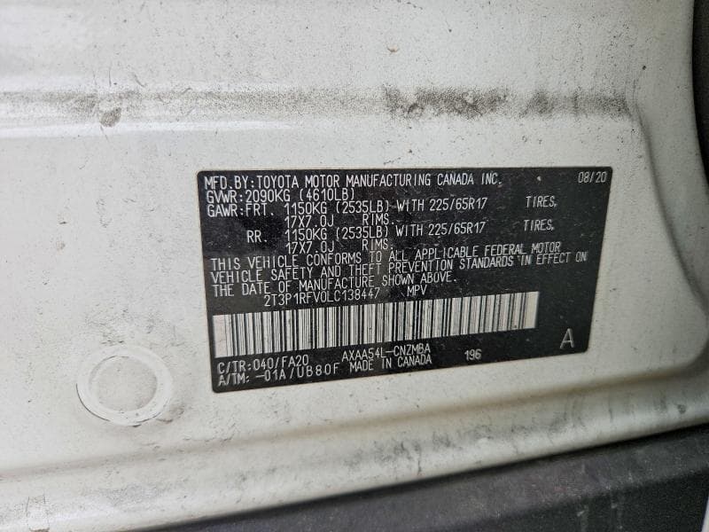 2020 TOYOTA RAV4 XLE 13