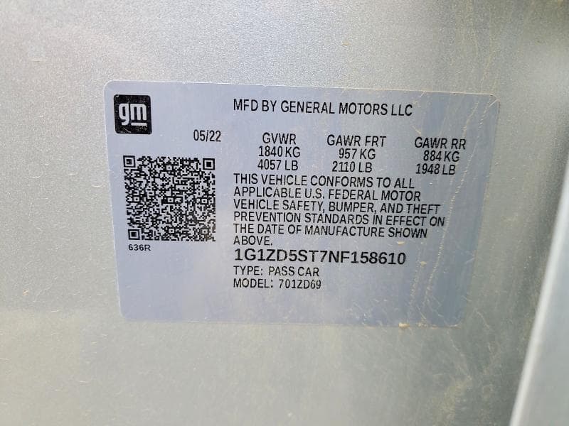2022 CHEVROLET MALIBU LT LT 13