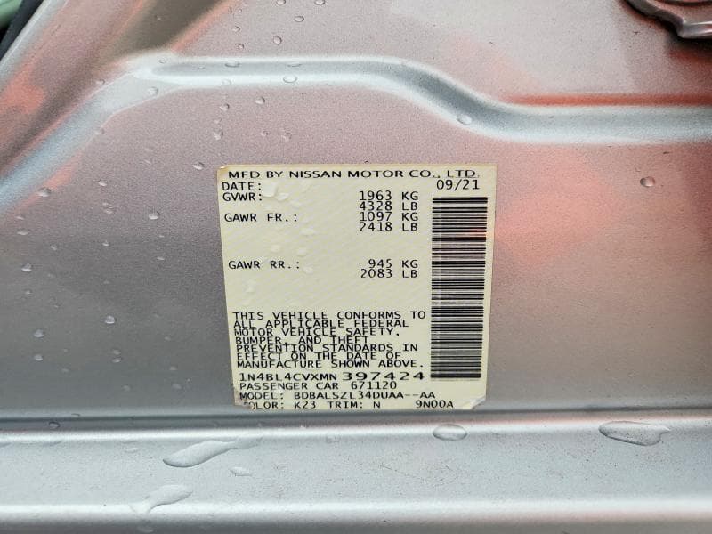 2021 NISSAN ALTIMA SR 12
