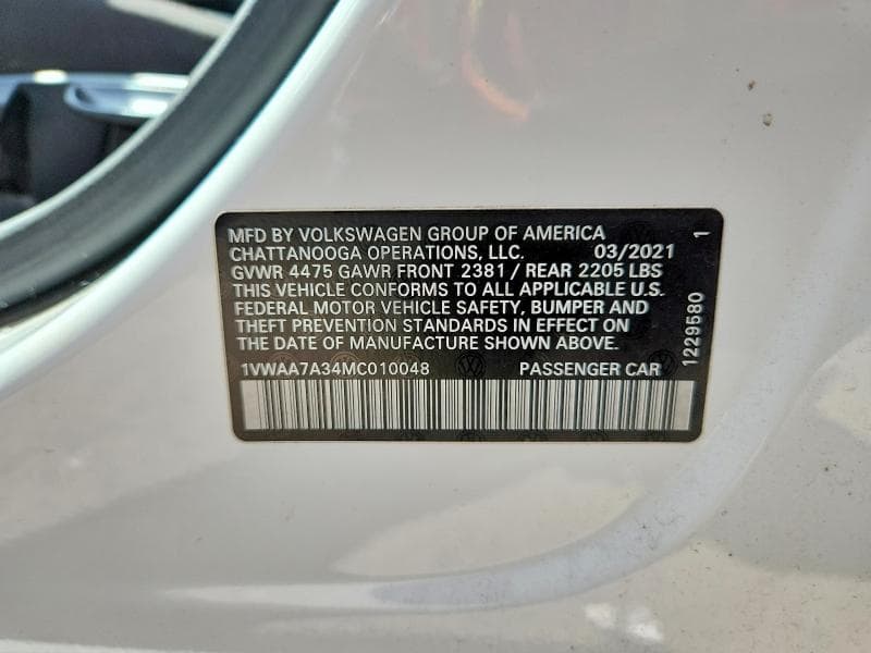 2021 VOLKSWAGEN PASSAT S 12