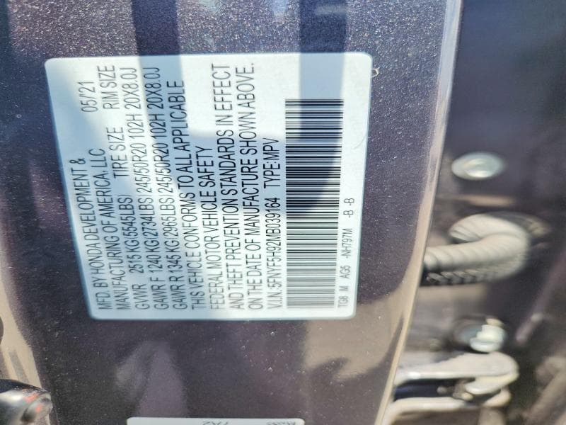 2021 HONDA PILOT TOURING 13