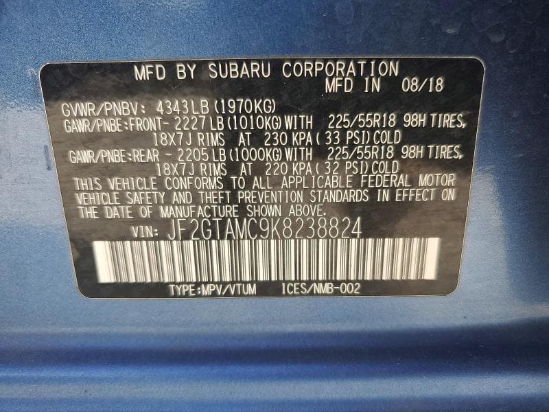 2019 SUBARU CROSSTREK LIMITED LIMITED 14