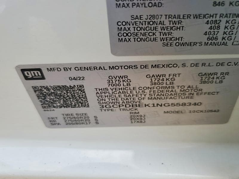 2022 CHEVROLET SILVERADO K1500 CUSTOM K1500 CUSTOM 12