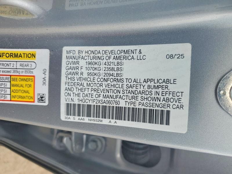 2025 HONDA ACCORD LX 12
