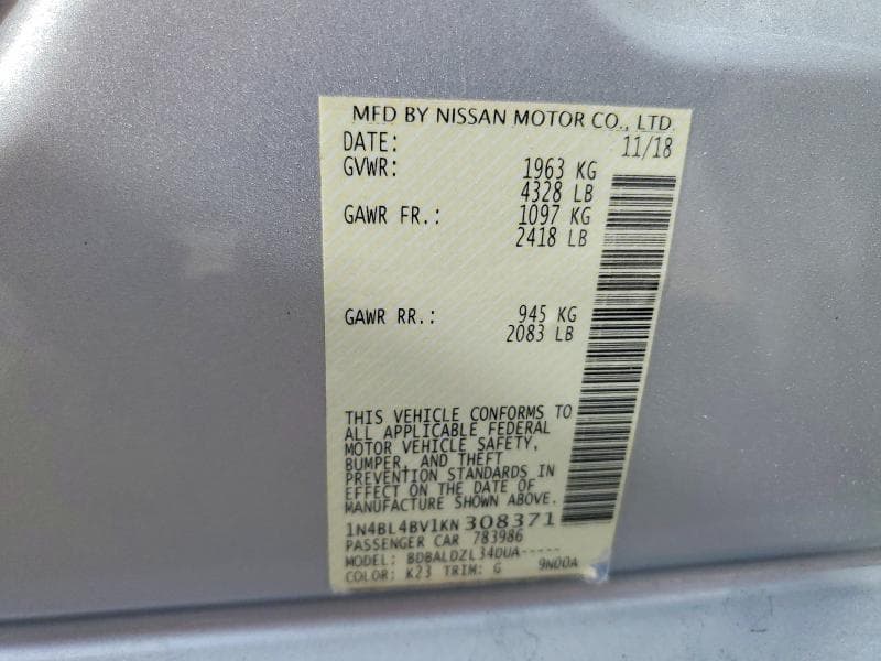 2019 NISSAN ALTIMA S 12