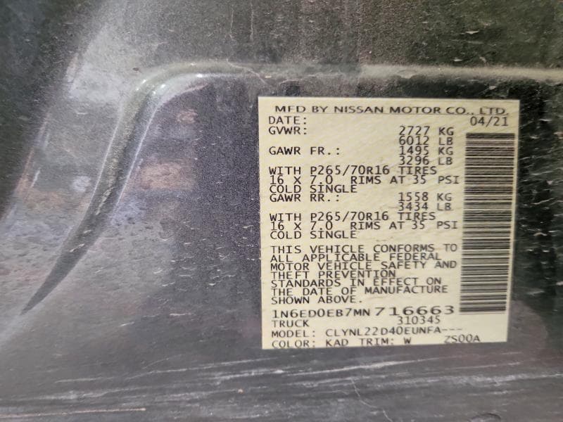 2021 NISSAN FRONTIER SV 12
