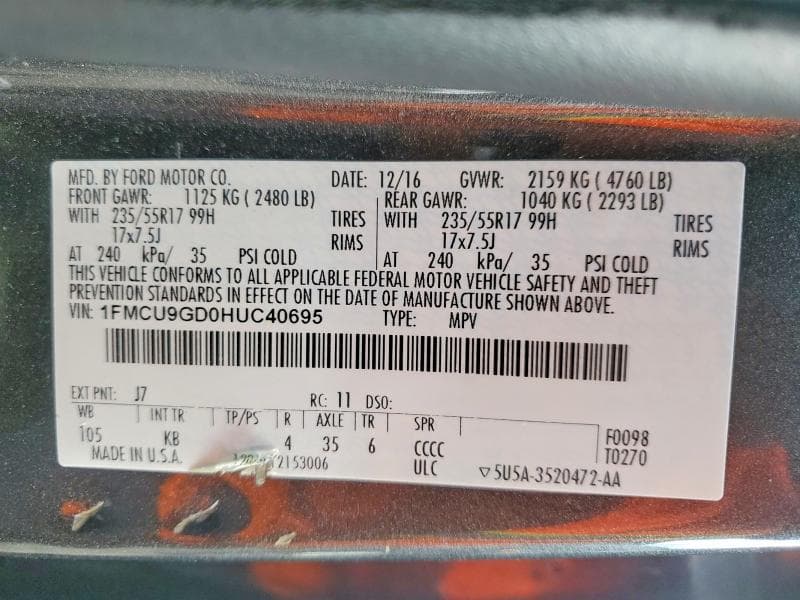 2017 FORD ESCAPE SE SE 13