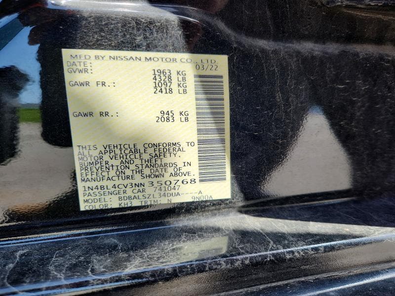 2022 NISSAN ALTIMA SR 12