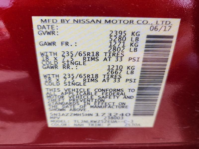 2017 NISSAN MURANO SL 13