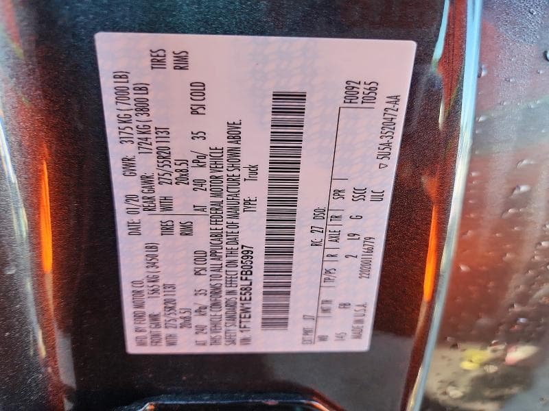 2020 FORD F150 SUPERCREW SUPERCREW 12