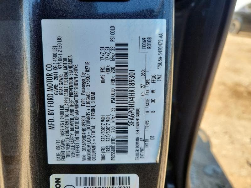 2017 FORD FUSION SE SE 12