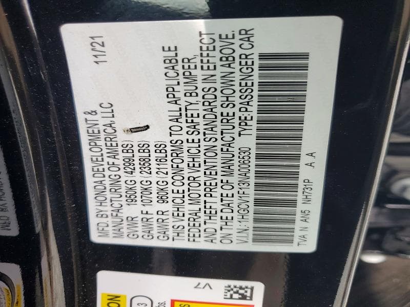 2022 HONDA ACCORD LX 12