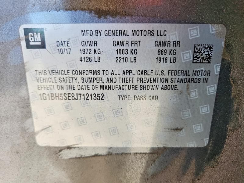 2018 CHEVROLET CRUZE LT LT 12