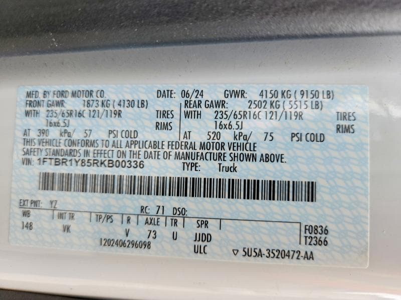 2024 FORD TRANSIT 250 DELIVERY VAN 14