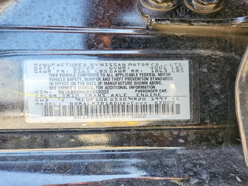 2022 NISSAN SENTRA SR 13