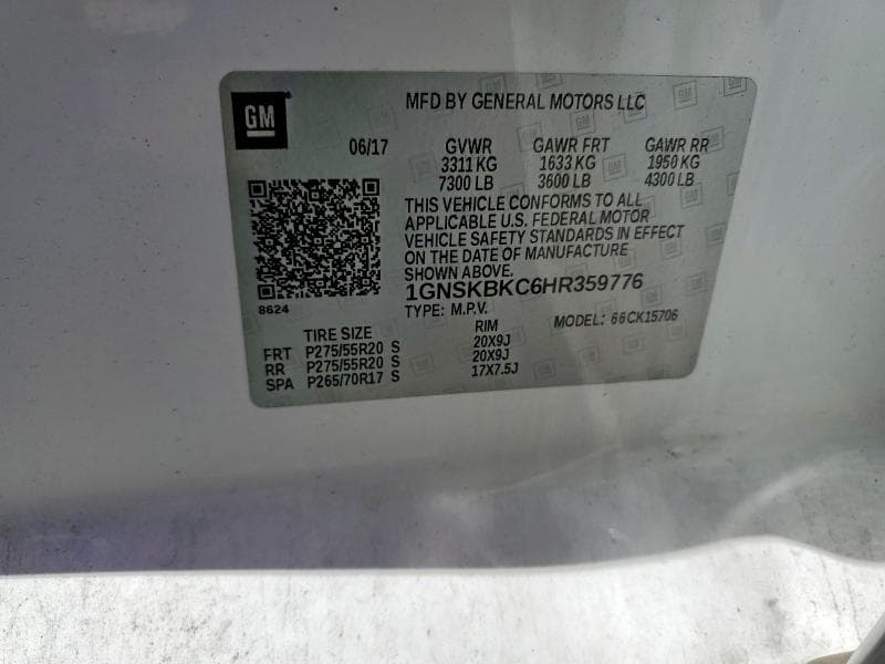2017 CHEVROLET TAHOE K1500 LT 13