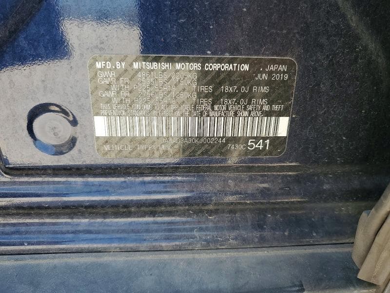 2019 MITSUBISHI OUTLANDER SE 12