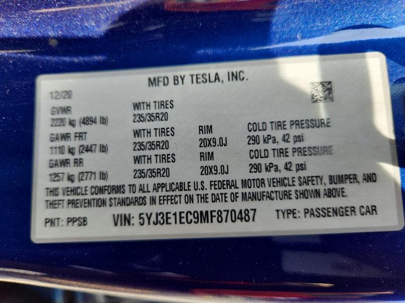 2021 TESLA MODEL 3 12