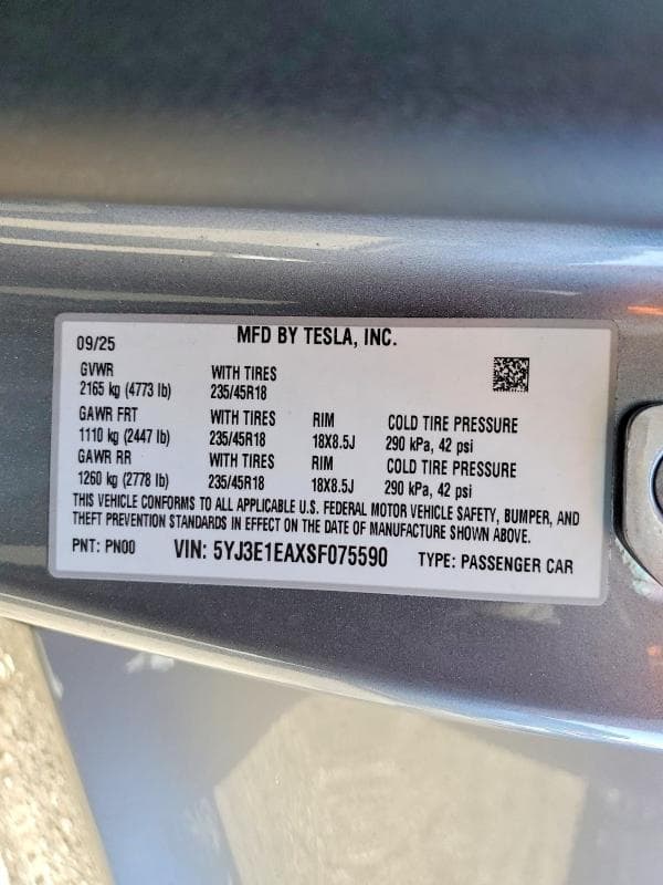 2025 TESLA MODEL 3 13