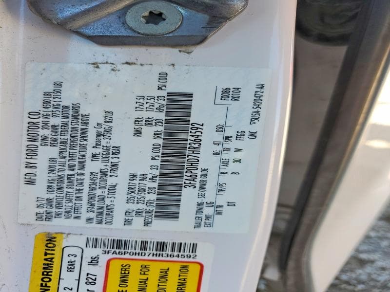 2017 FORD FUSION SE 12
