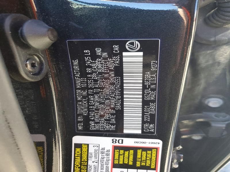 2023 LEXUS ES 350 BASE BASE 12