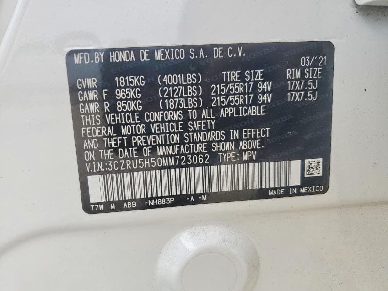 2021 HONDA HR-V EX 13