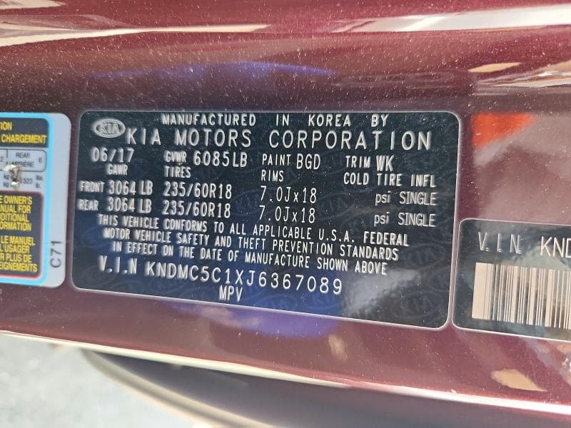 2018 KIA SEDONA EX 12