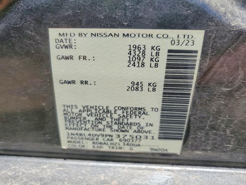 2023 NISSAN ALTIMA SV 12