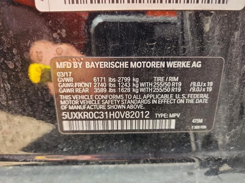 2017 BMW X5 XDRIVE35I XDRIVE35I 12
