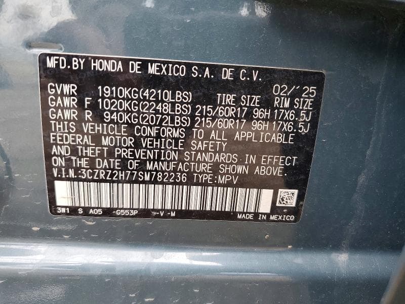 2025 HONDA HR-V EXL 13