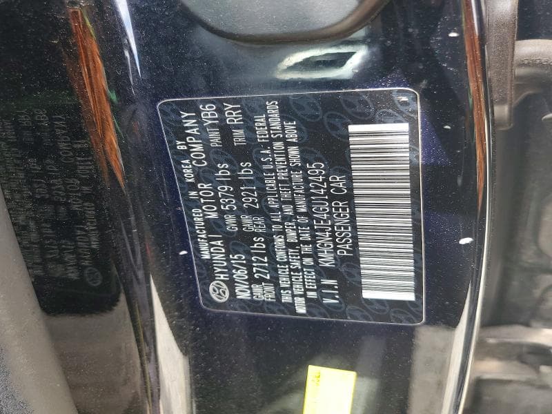 2016 HYUNDAI GENESIS 3.8L 3.8L 12