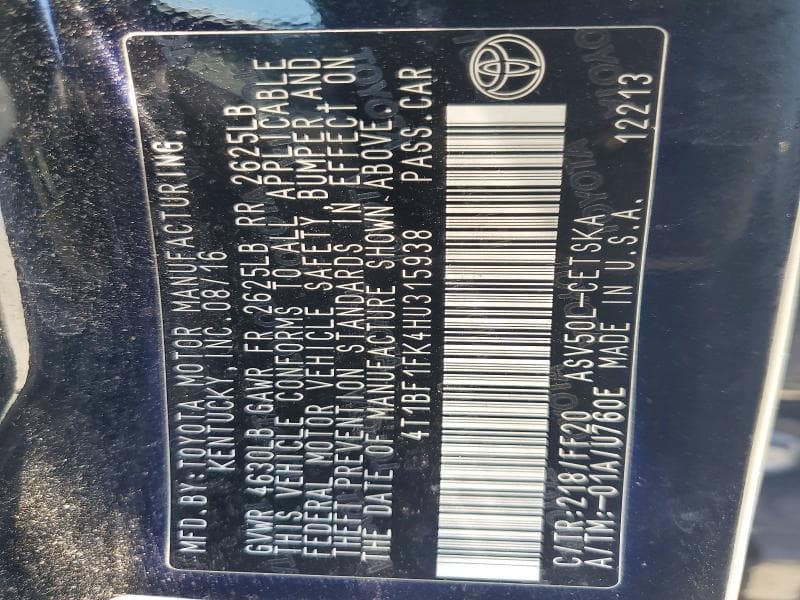 2017 TOYOTA CAMRY SE 13