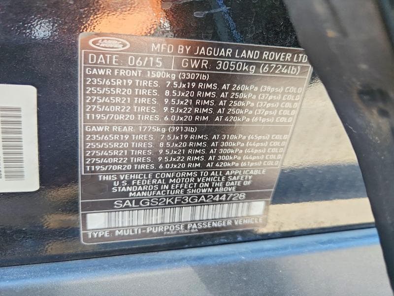 2016 LAND ROVER RANGE ROVER HSE HSE 12