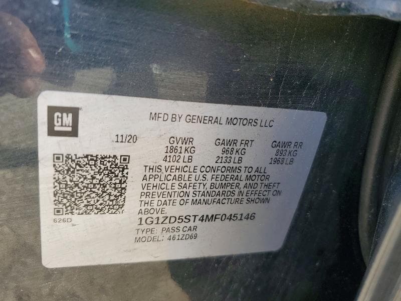 2021 CHEVROLET MALIBU LT 12