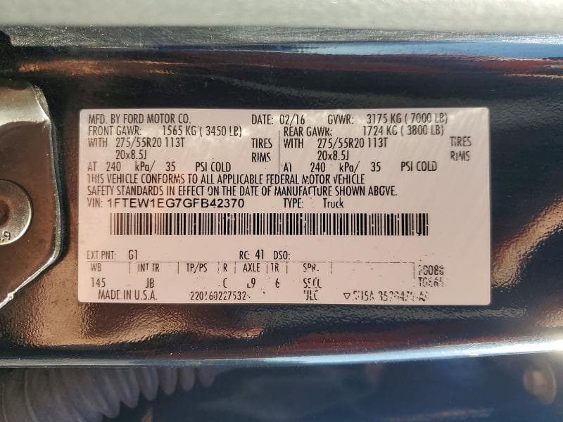 2016 FORD F150 SUPERCREW SUPERCREW 13