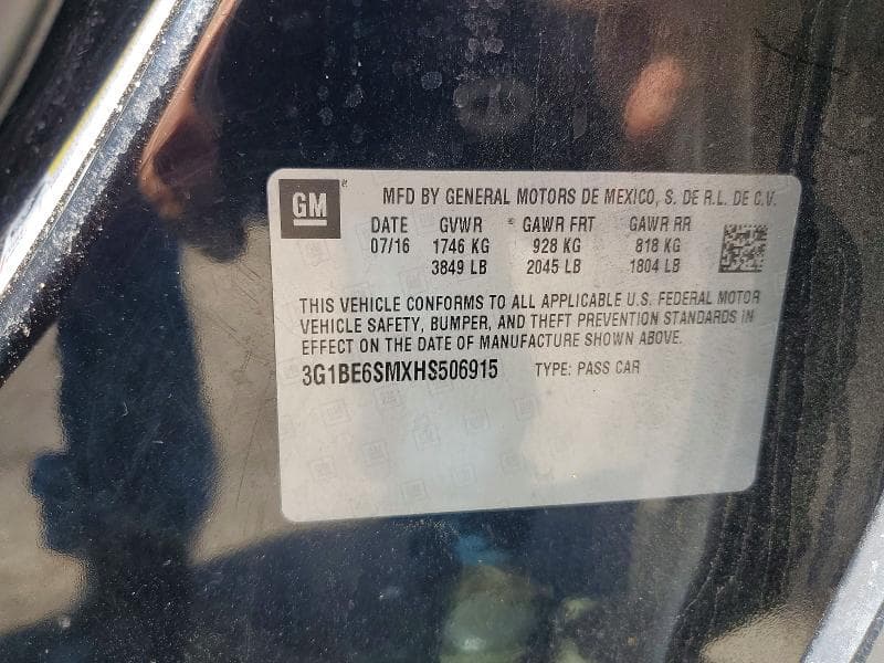 2017 CHEVROLET CRUZE LT 12